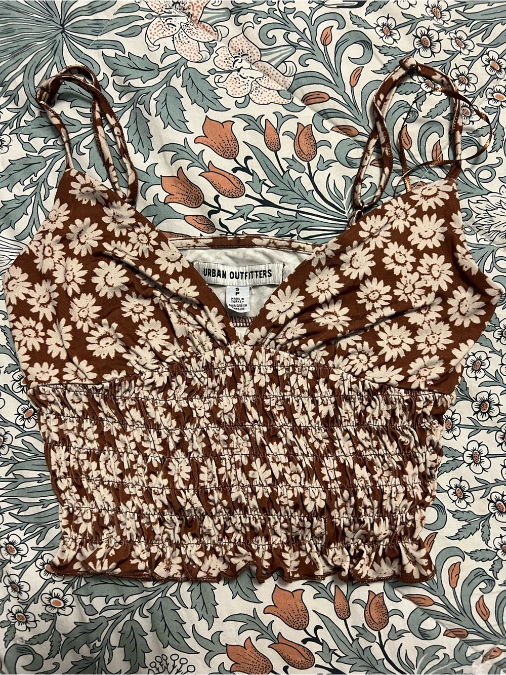 Urban Outfitters Brown Daisy Smocked Camisole
